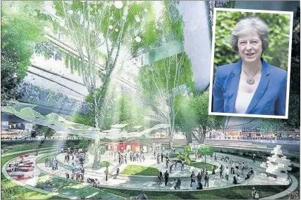  ??  ?? ANTI-EXPANSION: An artist’s impression of an expanded Heathrow; (inset) new prime minister Theresa May