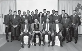  ??  ?? Seated L-R,Harinda Weerasingh­e - MLH Resident Manager, Kishu Gomes, Managing Director / CEO at Chevron Lubricants Lanka PLC (Chief Guest), Bazeer Cassim – MLH Group General Manager, Ravi Magedera the Principle of IHS and the Batch of 2017 Graduates.