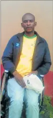  ??  ?? FRUSTRATED: Unemployed Vukile Ndzandzana from Mdantsane, who suffers from spinal TB. He needs R30 000 to have a life-altering operation to be able to walk again.