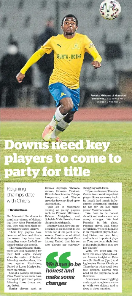  ?? SYDNEY MAHLANGU ?? Promise Mkhuma of Mamelodi Sundowns. / BACKPAGEPI­X /