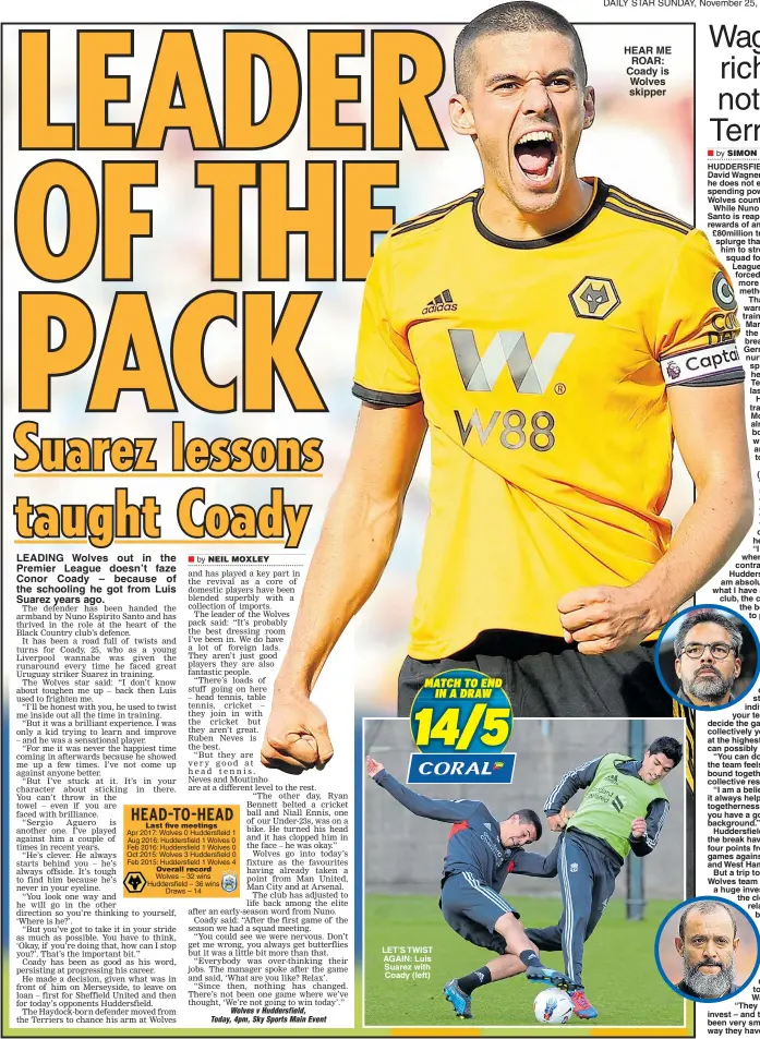  ??  ?? HEAR ME ROAR: Coady is Wolves skipper