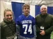  ?? BY PAUL POST ?? Eighth-grader Billy Thobae of Saratoga Springs, center, met with state Forest Rangers Nancy Ganswindt and Tony Goetke at Career Jam on Thursday.