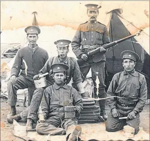  ?? SUBMITTED PHOTO ?? Canadian Mi’kmaq veterans are shown at an army camp in France prior to departure to the front lines during the First World War.