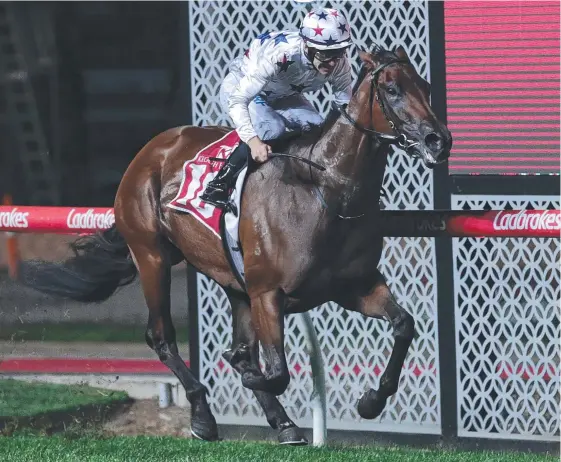  ?? Picture: AAP IMAGE ?? Sunlight wins her third Group 1 race this season, the William Reid Stakes at Moonee Valley.