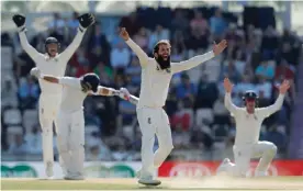  ??  ?? Moeen Ali appeals for leg-before against Ajinkya Rahane in the fourth Test against India in September 2018. Photograph: Tom Jenkins/The Guardian