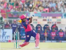  ?? ?? Rajasthan Royals captain Sanju Samson plays a shot.