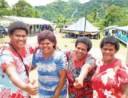  ?? Photo: Ronald Kumar ?? Villagers of Sailiadrau in Namosi, (from left) Susana Marama, Nai Nalage, Romariama Salute and Ruci Lewarara express their joy at the opening of Namosi Government Station in Namosi on February 4, 2020.