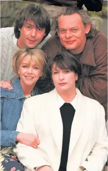  ??  ?? NOT BAD Clunes and his Men Behaving Badly co-stars Caroline Quentin, Leslie Ash and Neil Morrissey were a hit in the 1990s