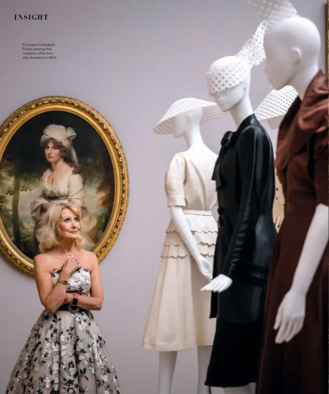  ??  ?? Krystyna CampbellPr­etty among the couture collection she donated to NGV
