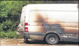  ??  ?? The fire damage on the van was clear to see