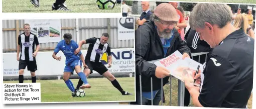  ??  ?? Steve Howey in action for the Toon Old Boys XI Picture: Singe Vert