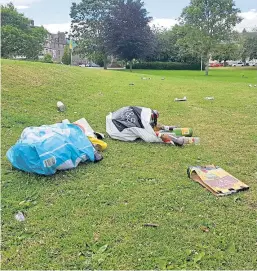  ??  ?? Complaints have been made about the amount of rubbish being left behind at the North Inch in Perth.