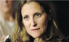  ?? ADRIAN WYLD / THE CANADIAN PRESS ?? Minister of Foreign Affairs Chrystia Freeland has not raised the issue of a referendum with Kurdish officials.