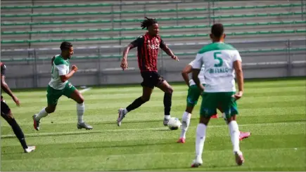  ?? (Photos OGC Nice/Médias) ?? Khéphren Thuram, unique buteur de Nice, hier après-midi à Saint-Etienne.