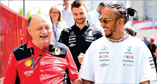  ?? Photo: Skysport ?? Major bid… Lewis Hamilton could be handed an alternativ­e to spending 2024 and beyond with Mercedes, with the seven-time world champion subject of a reported potential $50million switch to leave the team.