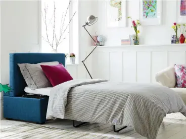  ??  ?? Multi-purpose: The Henry Bed in a Box in blue brushed linen-cotton, sofa.com