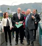  ??  ?? Transport Minister Phil Twyford gets some advice from Lower Hutt’s acting mayor, David Bassett, on the need for a new Melling Bridge.