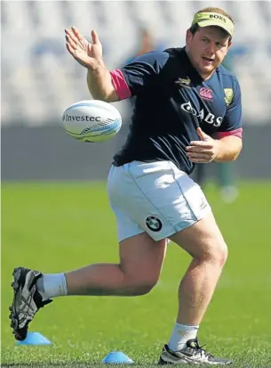  ?? Picture: GETTY IMAGES ?? PROMISING PROP: Lourens Adriaanse, seen here during a warm-up at Eden Park in September, could have a bright future with the Springboks. He recently moved from Griquas to the Sharks