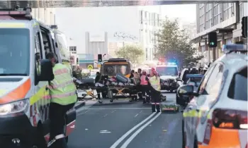  ?? NINE ?? The chaotic scene outside Bondi Junction Westfield mall yesterday evening.