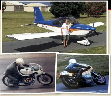  ??  ?? Dave with his S19 Venterra. ABOVE LEFT At Oran Park on the TZ350F. ABOVE RIGHT Early days at Lakeside on the 125 Honda.