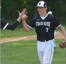  ?? PETE BANNAN — MEDIANEWS GROUP ?? Koll Peichel, in action for Strath Haven, went the distance as Nether Providence defeated Narberth, 9-3, to stay alive in the Main Line Senior Legion tournament.