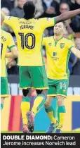  ??  ?? DOUBLE DIAMOND: Cameron Jerome increases Norwich lead