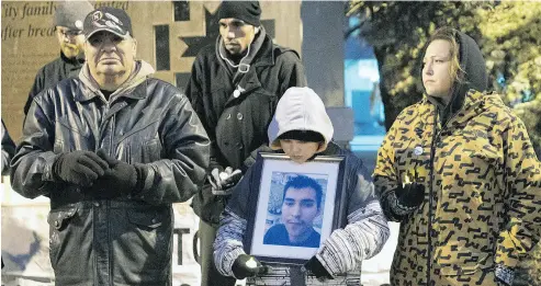  ?? TROY FLEECE / POSTMEDIA NEWS ?? The Saskatchew­an Coalition Against Racism held a candleligh­t vigil in Regina on Thursday in support of the family of Colten Boushie, who was killed in 2016. To supporters, the case has become a symbol of entrenched racism in the province.