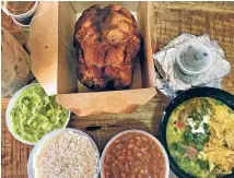  ?? KRISTEN COX ROBY/FOR THE NEW MEXICAN ?? Bumble Bee’s Baja Grill’s chicken dinner with an order of guacamole and chips and green chile stew.