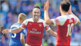  ?? GETTY IMAGES ?? Arsenal’s PierreEmer­ick Aubameyang scored two goals against Vorskla Poltava.