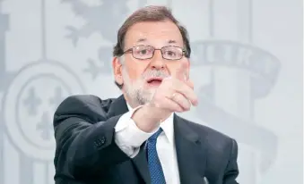  ?? AP ?? ↑ Mariano Rajoy, quien no ha sido acusado de nada, ha negado conocimien­to del fondo.