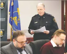  ?? NICK BRANCACCIO ?? Windsor police Supt. Frank Providenti presents a report Thursday to the Windsor Police Services Board at police headquarte­rs.