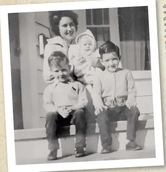  ??  ?? Above: Ian (lower left) with his mom and siblings on the front steps of the home his dad built for them in Victoria after the war. Right: Ian’s dad, Jim Oiiver, in his Navy ocer’s uniform.