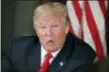  ?? EVAN VUCCI, FILE — THE ASSOCIATED PRESS ?? President Donald Trump speaks during a briefing at Trump National Golf Club in Bedminster, N.J. A new Associated PressNORC poll finds that North Korea’s nuclear weapons developmen­t is spooking most Americans.