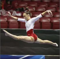  ?? (Photo courtesy University of Alabama Athletics) ?? Arkansas junior Kennedy Hambrick finished second in the all-around (39.55) and on the balance beam (9.925) to help lead the No. 10 Razorbacks into today’s NCAA Tuscaloosa Regional final after they scored a school postseason record 197.25 at Friday’s semifinals.