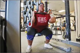  ?? Katharine Lotze/The Signal ?? Seventy-one-year-old powerlifte­r Sue Albert started training at Results Fitness in Newhall seven years ago. She recently won four gold medals.