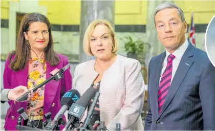  ?? ?? National leader Judith Collins (centre) says Prime Minister Jacinda Ardern needs to be clear about what the Government’s plans are for the ownership of conservati­on land.