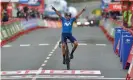  ?? Photograph: Ander Gillenea/ AFP/Getty Images ?? Marc Soler crosses the finish line at Lekunberri.