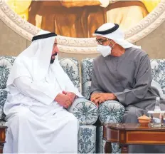  ?? WAM ?? Shaikh Mohammad Bin Zayed with Dr Shaikh Sultan. The Sharjah Ruler hailed the President’s vision and guidance.
