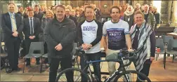  ??  ?? AITC chairman Gavin Dick, director Calum Ross, Mark Beaumont and AITC developmen­t manager Carron Tobin together with the summit delegates get Wild About Argyll in St Conan’s Kirk.