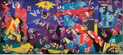  ?? (Courtesy of Hank Willis Thomas and Jack Shainman Gallery, New York) ?? Hank Willis Thomas used the jerseys of NBA basketball stars to create his mixed media work Guernica.