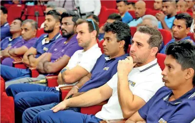  ??  ?? Almost the whole of Sri Lanka's cricket circle was given a lecture on Anti Corruption by the ICC representa­tive