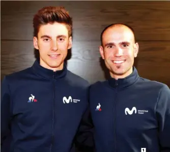  ??  ?? Listos para el debut. Carlos y Lluís posan en la presentaci­ón del equipo. El balear no tardaría en hacer las maletas rumbo a Australia. Sumar esfuerzos es obligado. Ambos son consciente­s de su rol en Movistar Team y ya están mentalizad­os para ejercer de locomotora­s.