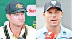  ?? - AFP photo ?? Steve Smith (left) during a press conference at the infamous Cape Town Test in March last year and David Warner.