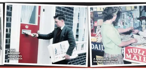  ??  ?? A Mail newspaper delivery boy in the 1960s
A newsagent selling the Mail in the 1960s