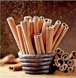  ??  ?? Cinnamon improves blood sugar control in people with pre-diabetes and could slow the progressio­n to type 2 diabetes