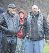  ?? FRAM DINSHAW/TRURO NEWS ?? Biker Stephen Stewart, right, came from New Glasgow for the Blessing of the Bikes ceremony in Victoria Park on May 4.