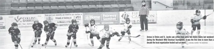  ?? [VERONICA REINER / THE OBSERVER] ?? Arenas in Elmira and St. Jacobs saw action from some two dozen teams last weekend during the Woolwich Wild Shootout Tournament. It was the first time in more than a decade the local organizati­on hosted such an event.