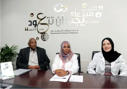  ??  ?? Dubai Health Authority doctors during the ‘Sehatek Live’, a weekly online programme that helps residents seek advice on health topics.