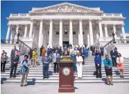  ?? CAROLYN KASTER/ASSOCIATED PRESS ?? House Speaker Nancy Pelosi of California, joined by House Democrats speaks on the House East Front Steps on Capitol Hill in Washington on Thursday.