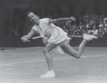  ??  ?? 0
US tennis player ‘Gorgeous’ Gussie Moran caused a stir with her on-court wear on this day in 1949